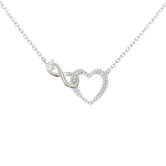 Silver House White Zircon Heart Infinity Silver 925 Necklace