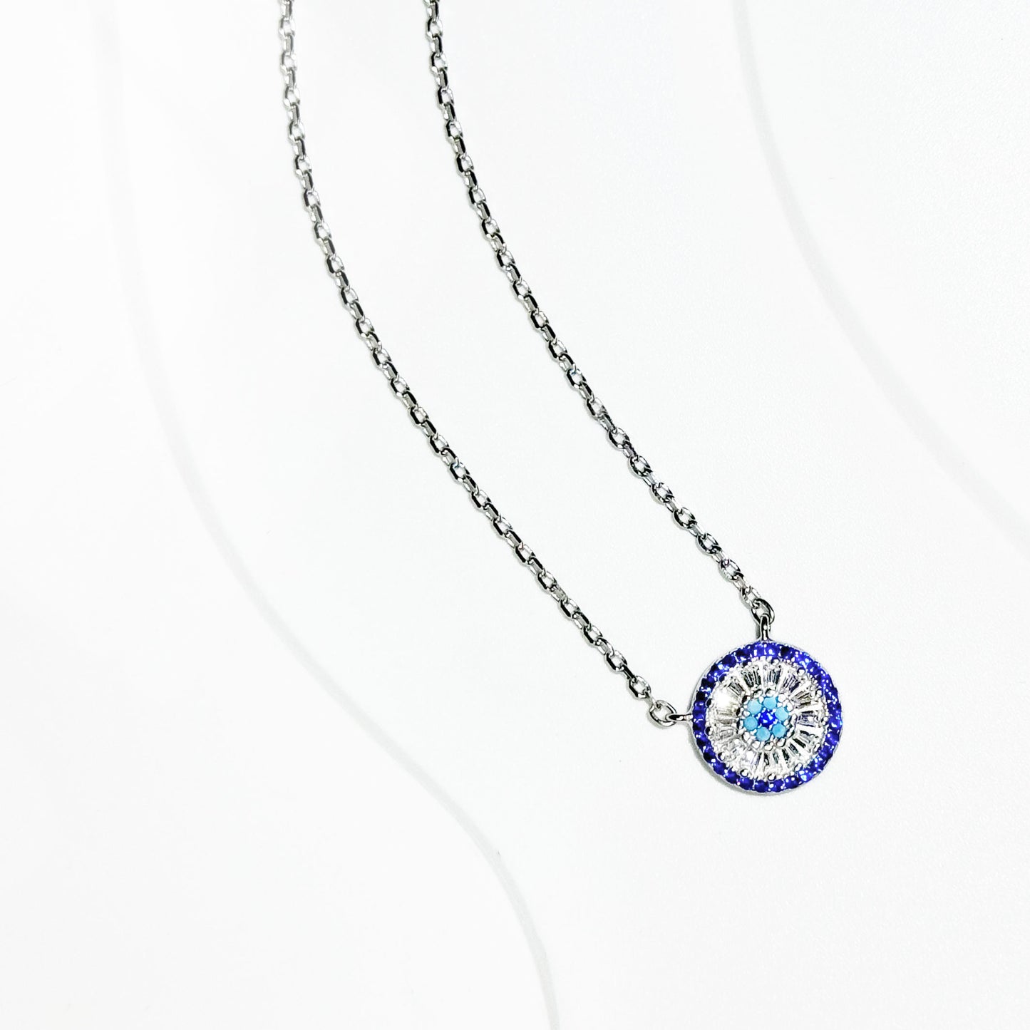 Silver House Zircon Evil Eye Silver 925 Necklace Individuation Fashion Accessories