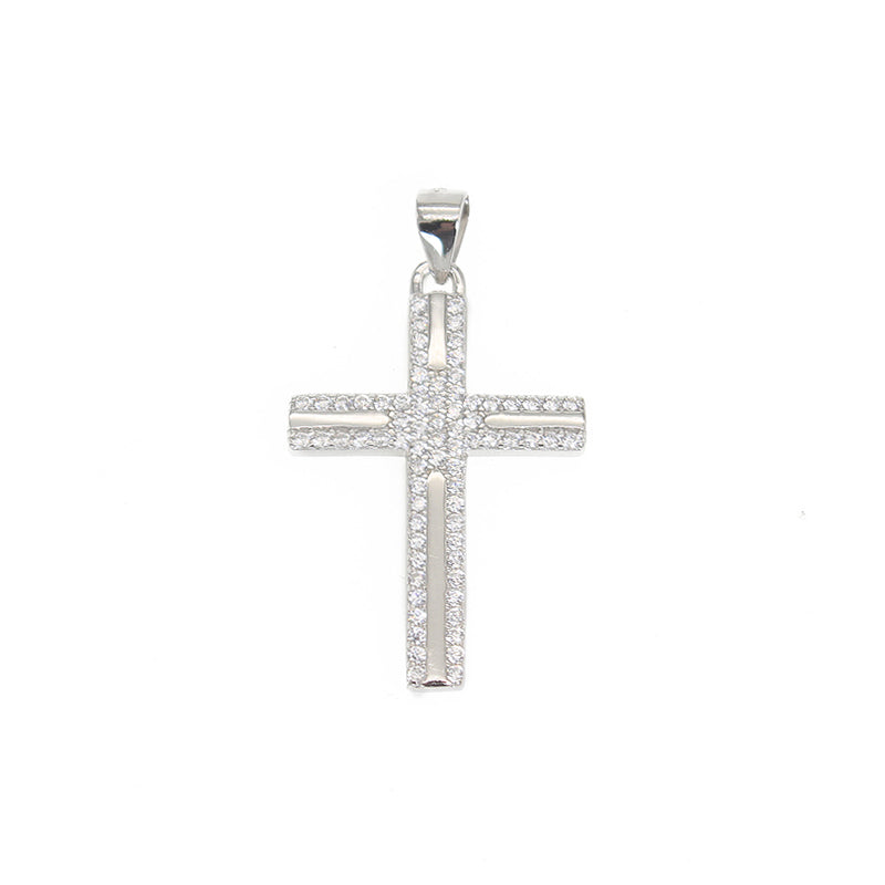 Cross White Zircon Silver 925 Pendant