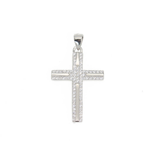 Cross White Zircon Silver 925 Pendant