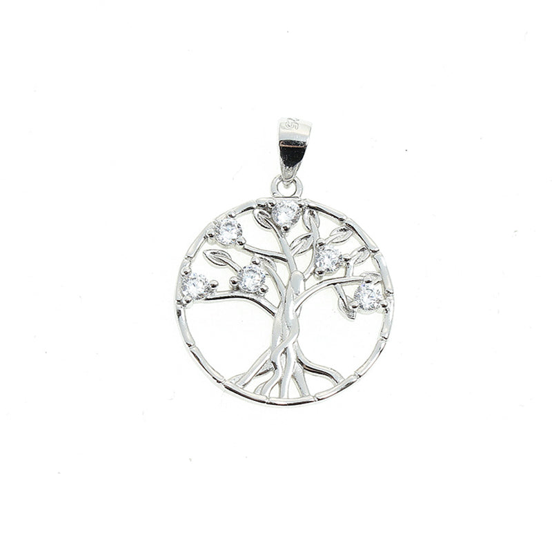 Tree Of Life White Zircon Silver 925 Pendant