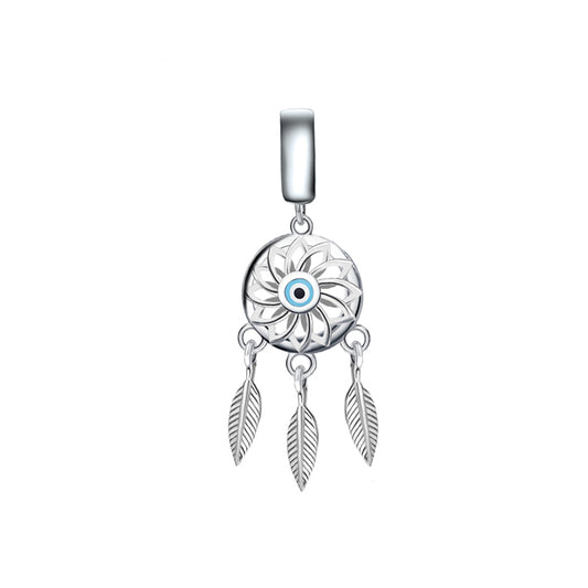 Silver House Evil Eye Dream Catcher Snake Chain Charm Silver 925 Zircon