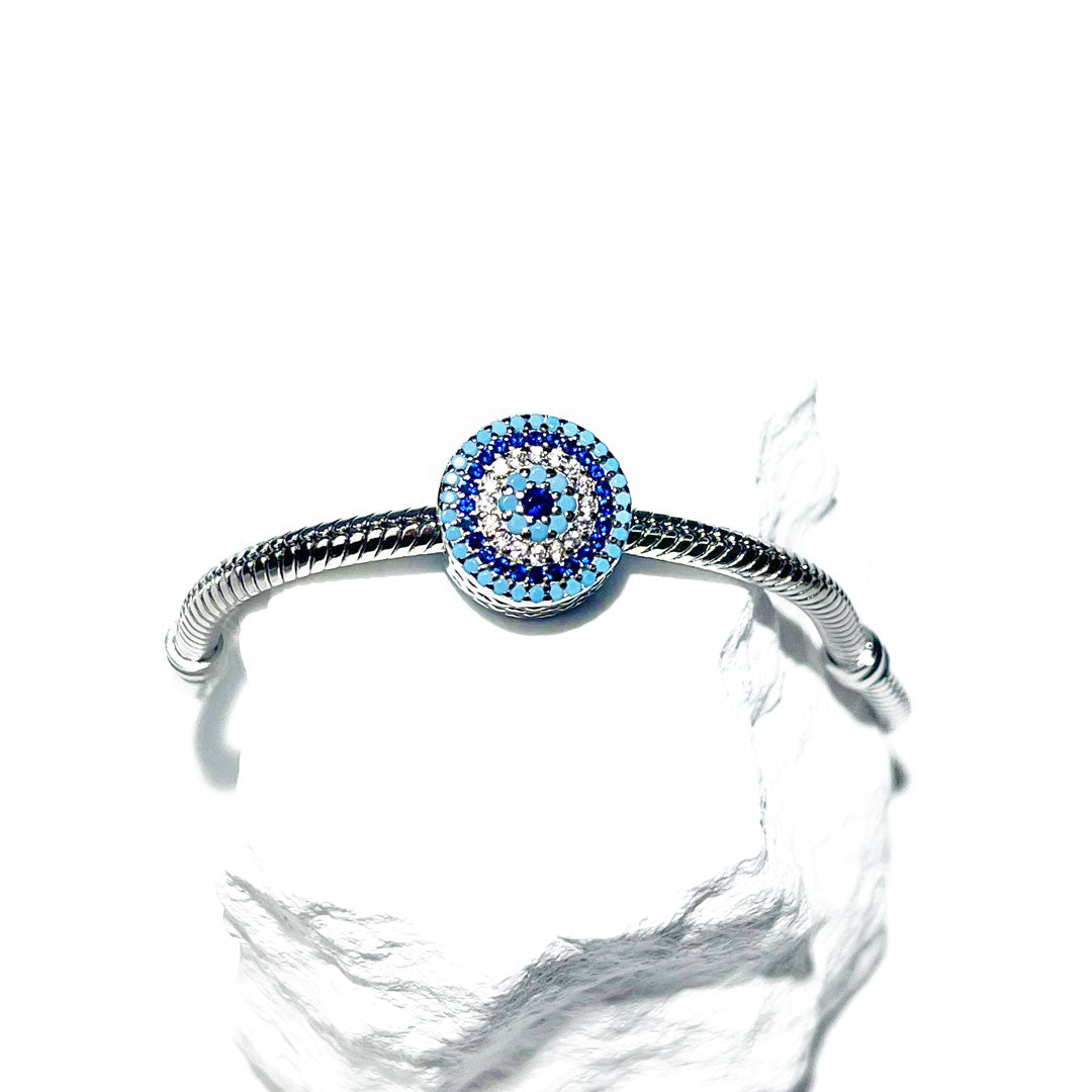 Silver House Evil Eye  Snake Chain Charm Silver 925 Sapphire Turquoise Zircon Individuation Fashion