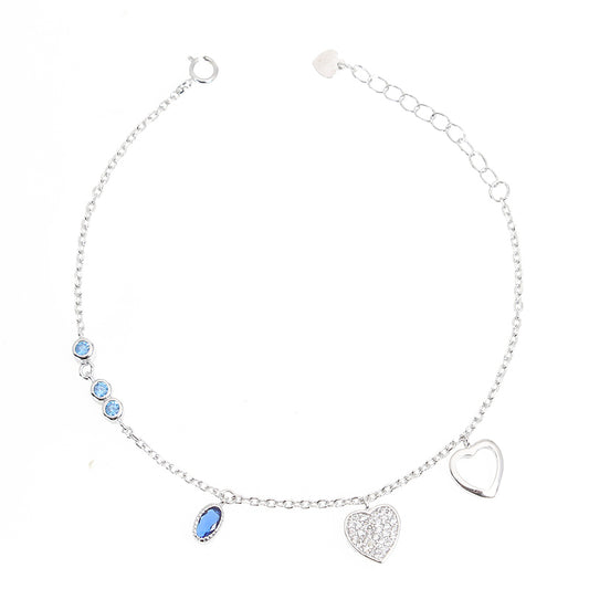 Silver House Sapphire White Zircon Heart Silver 925 Bracelet