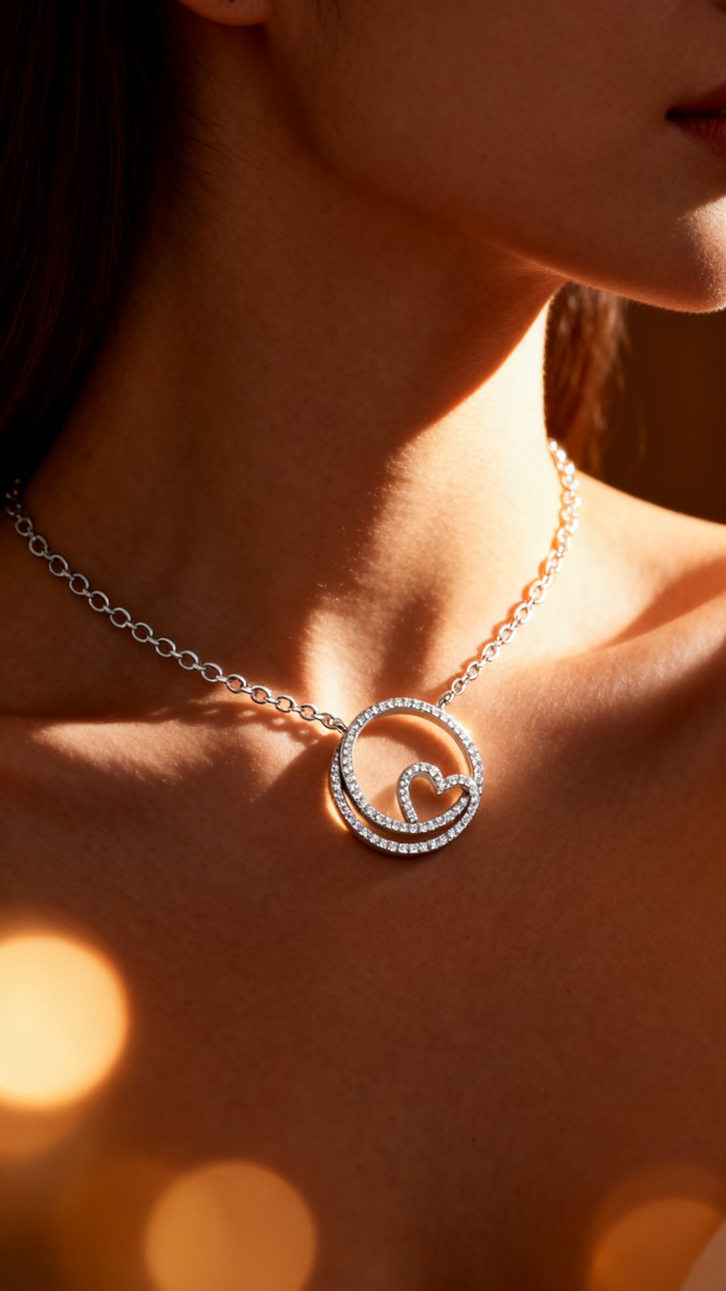 Silver House Dainty Heart Necklace with Brilliant Cubic Zirconia