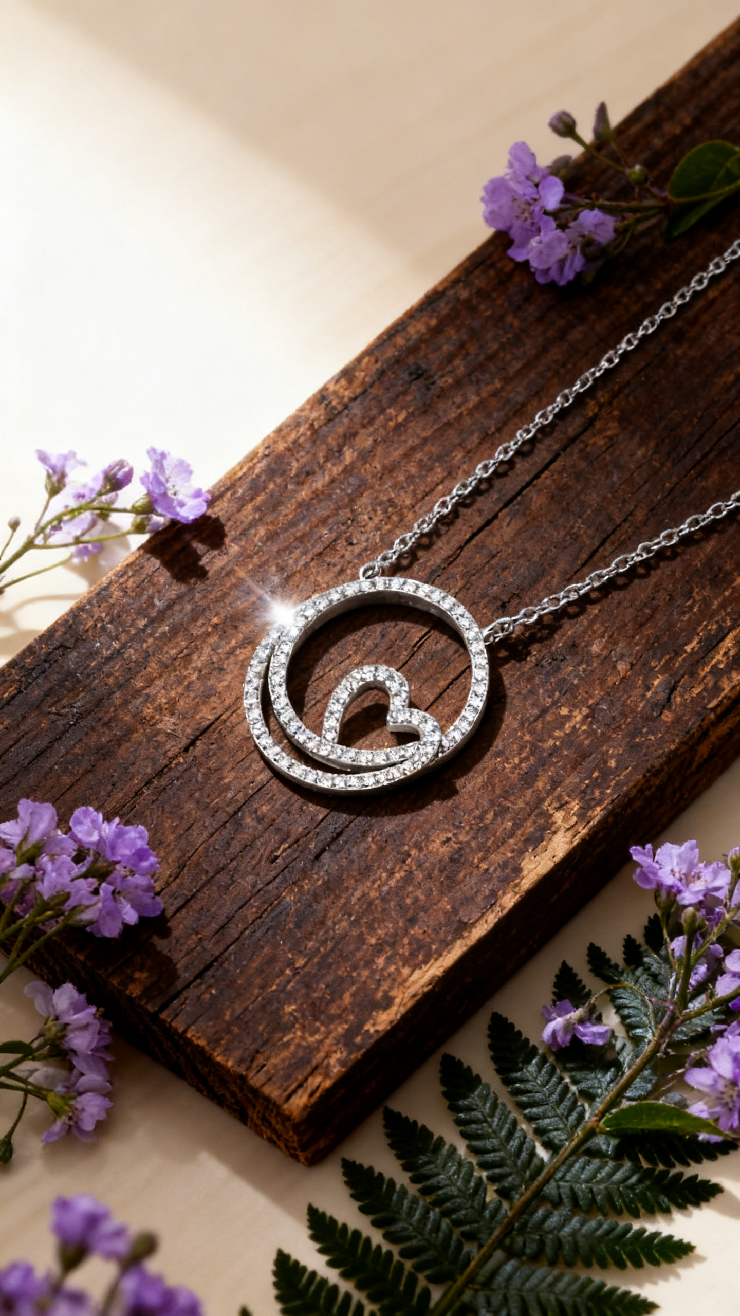 Silver House Dainty Heart Necklace with Brilliant Cubic Zirconia