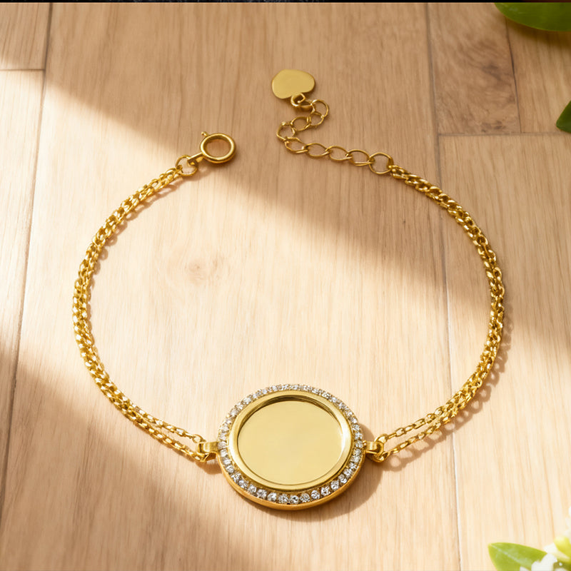 Silver House Sleek Double Chain Bracelet with Mirror Polish Finish | in Sterling Silver & Gold Plated | Adjustable Clasp