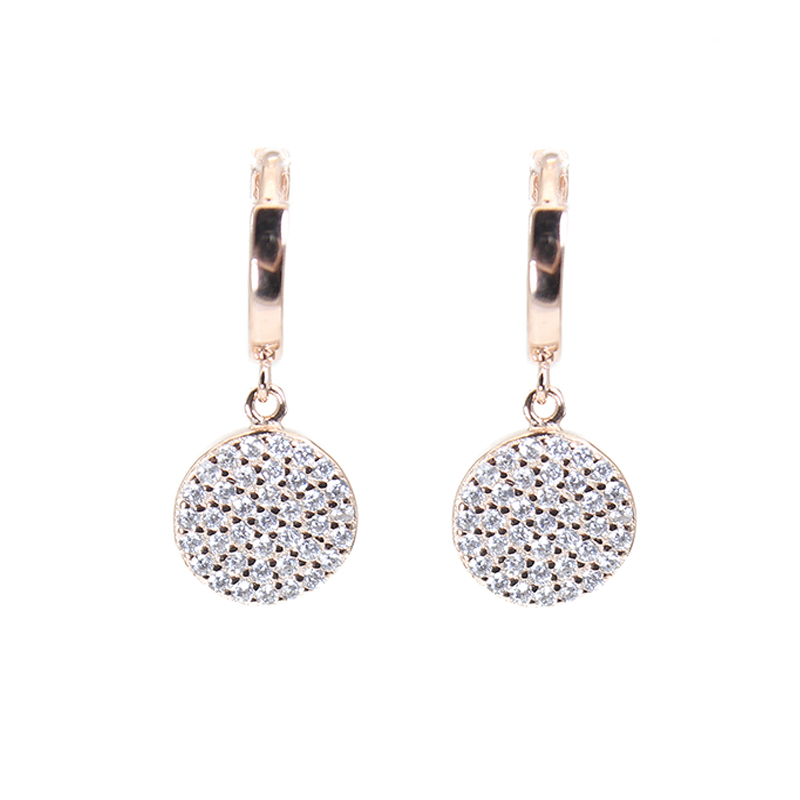 White zircon round shape  silver 925 huggie earrings