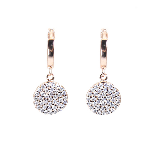 White zircon round shape  silver 925 huggie earrings