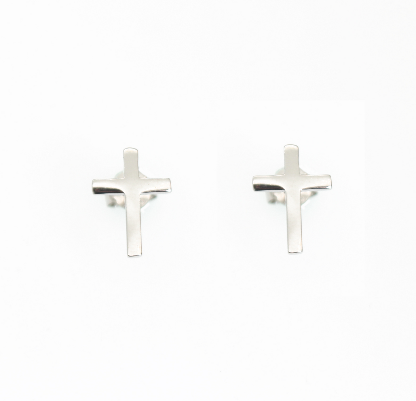 Plain cross religion silver 925 earrings