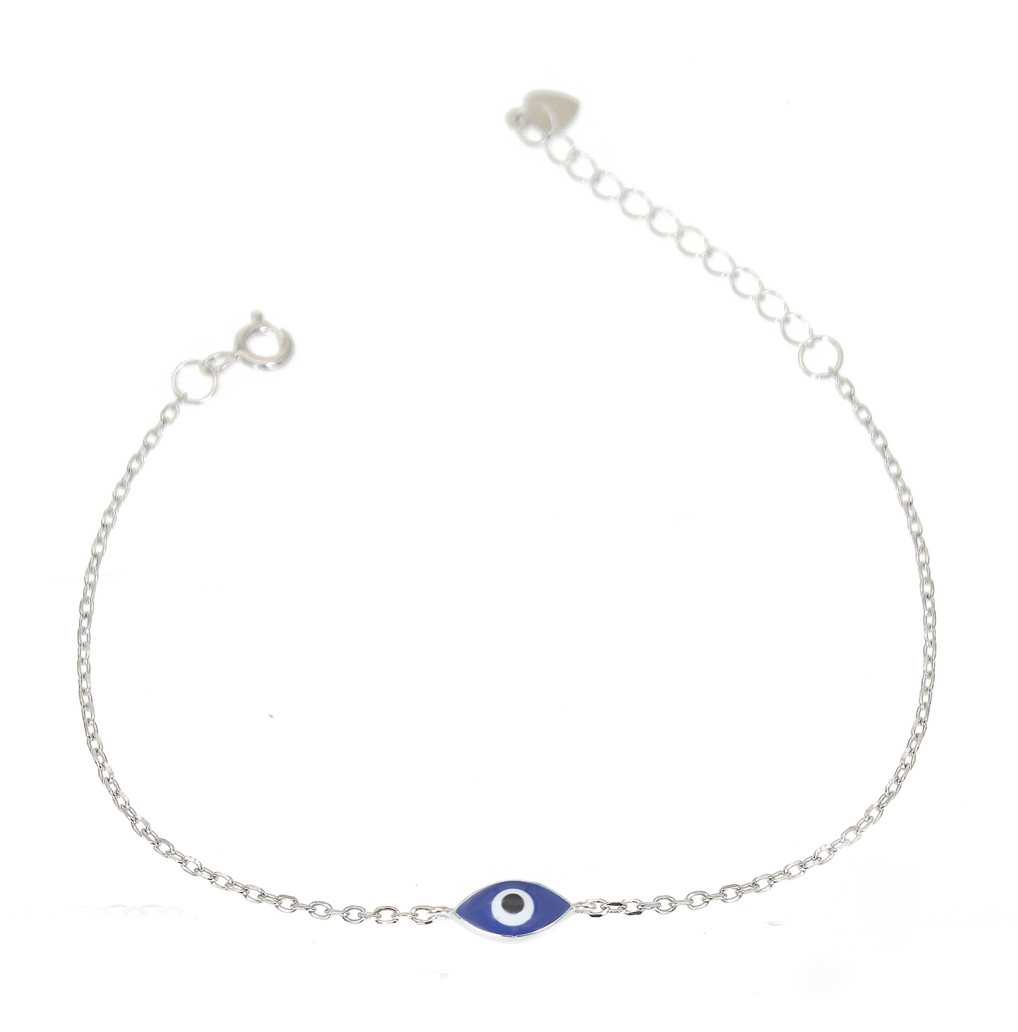 Dark blue enamel marquise evil eye silver 925 bracelet