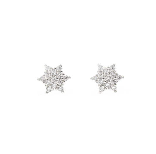 White zircon david star silver 925 jewelry earrings