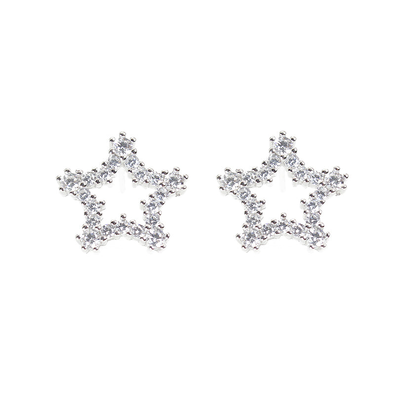 White zircon star silver 925 earrings