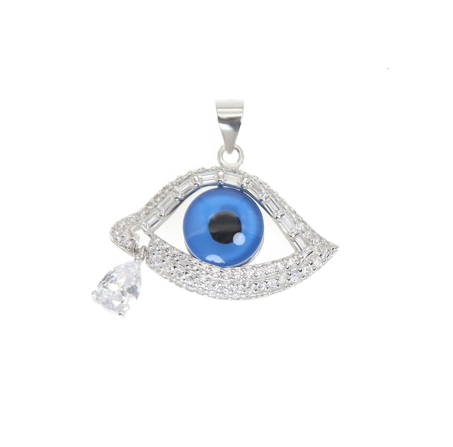 Dark blue evil eye silver 925 jewelry pendant