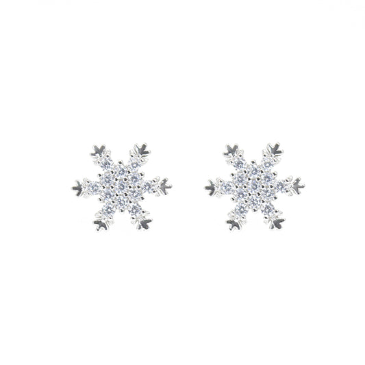 White zircon snowflake silver 925 jewelry earrings