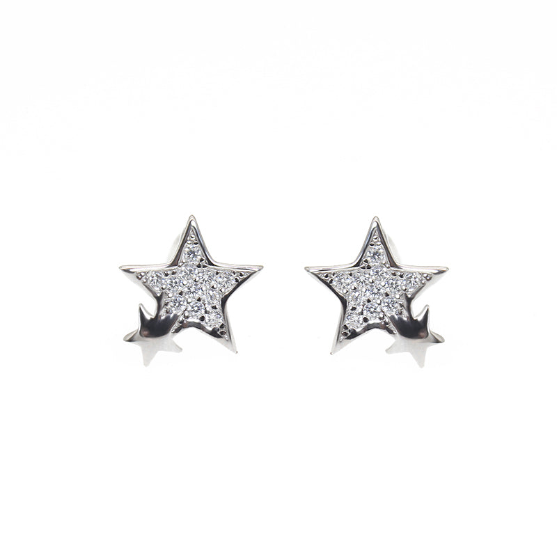 White zircon star shaped silver 925 jewelry earrings