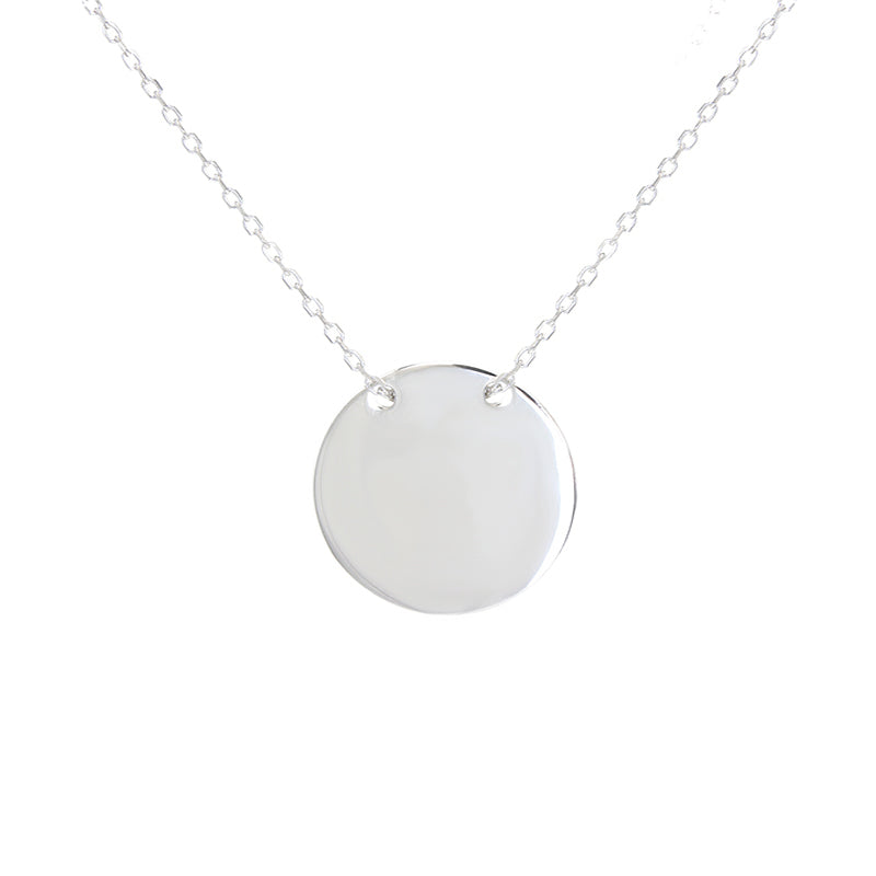 Plain well polish 20mm round shaped silver 925 necklace