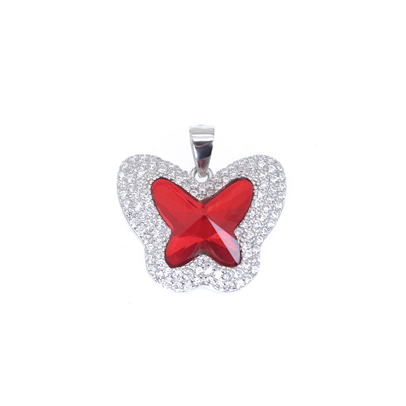 Butterfly crystal surrounded with white zircon silver 925 pendant