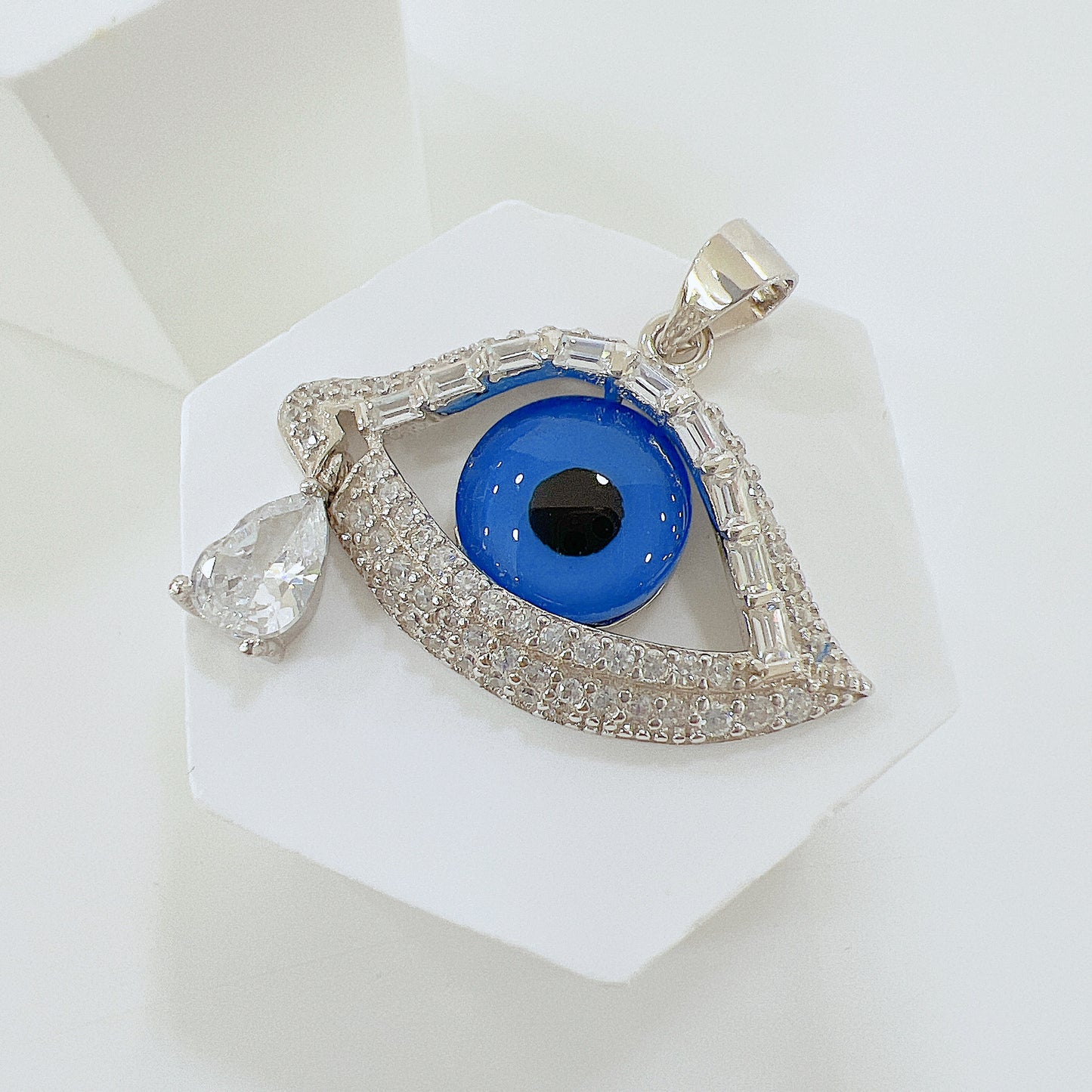 Dark blue evil eye silver 925 jewelry pendant