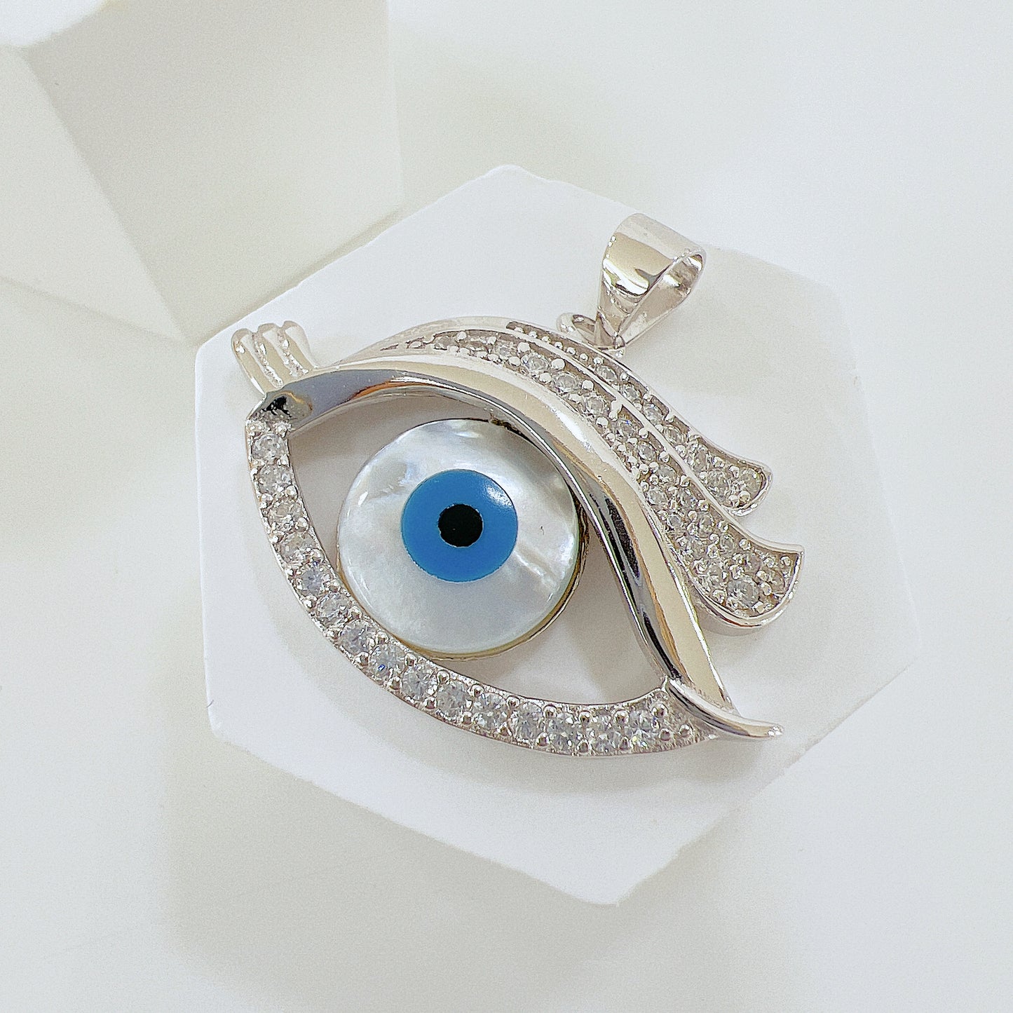 White shell evil eye silver 925 jewelry pendant