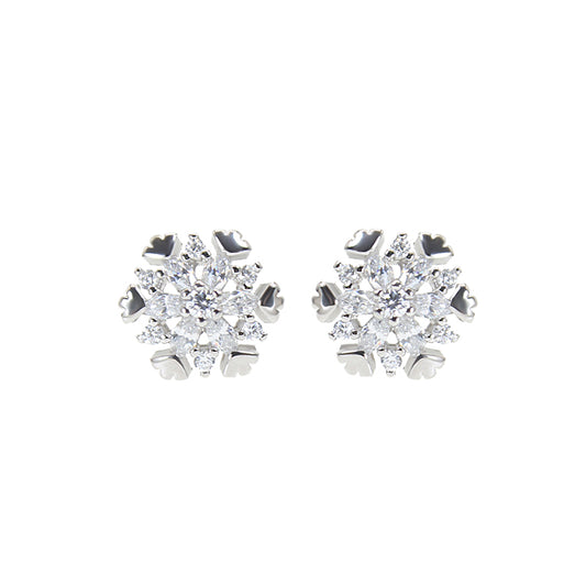 White zircon snowflake silver 925 earrings