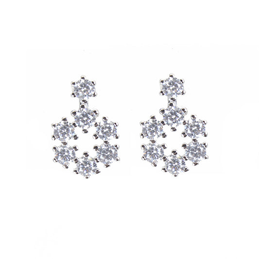 White zircon flower silver 925 earrings