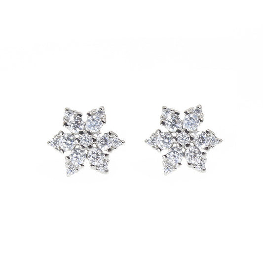 White zircon snowflake silver 925 earrings