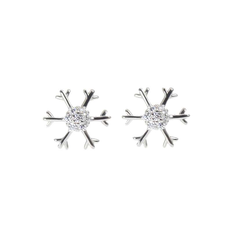 White zircon snowflake silver 925 earrings