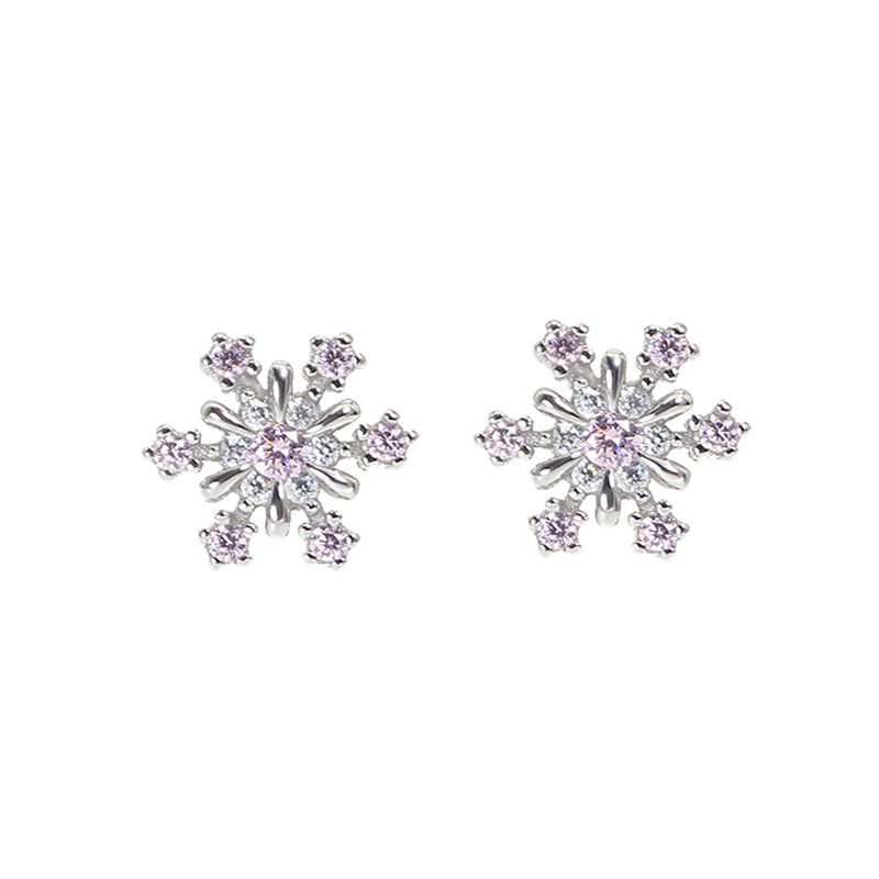 White zircon snowflake silver 925 earrings