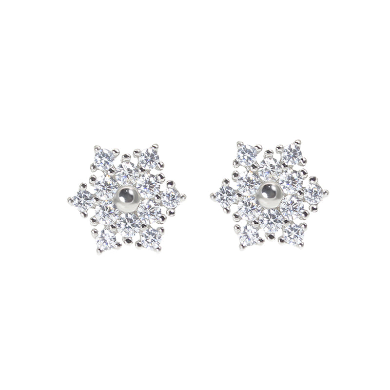 White zircon snowflake silver 925 earrings