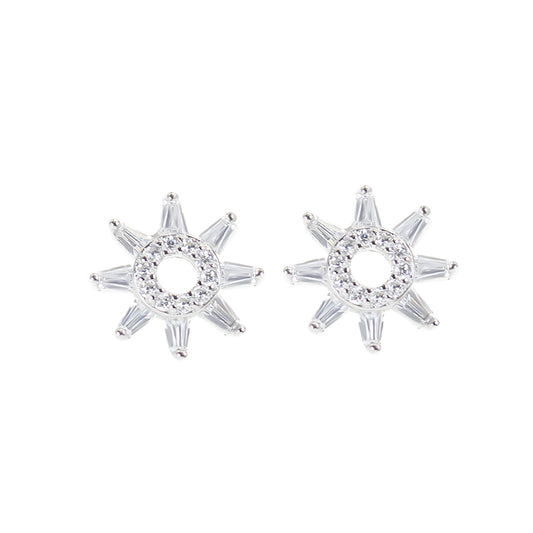 White zircon sun silver 925 earrings