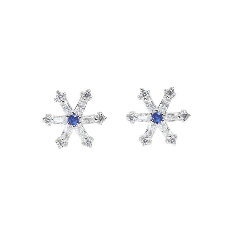 White zircon snowflake silver 925 earrings