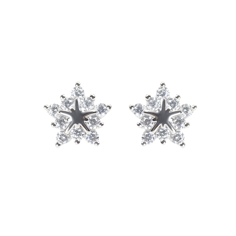 White zircon star silver 925 earrings