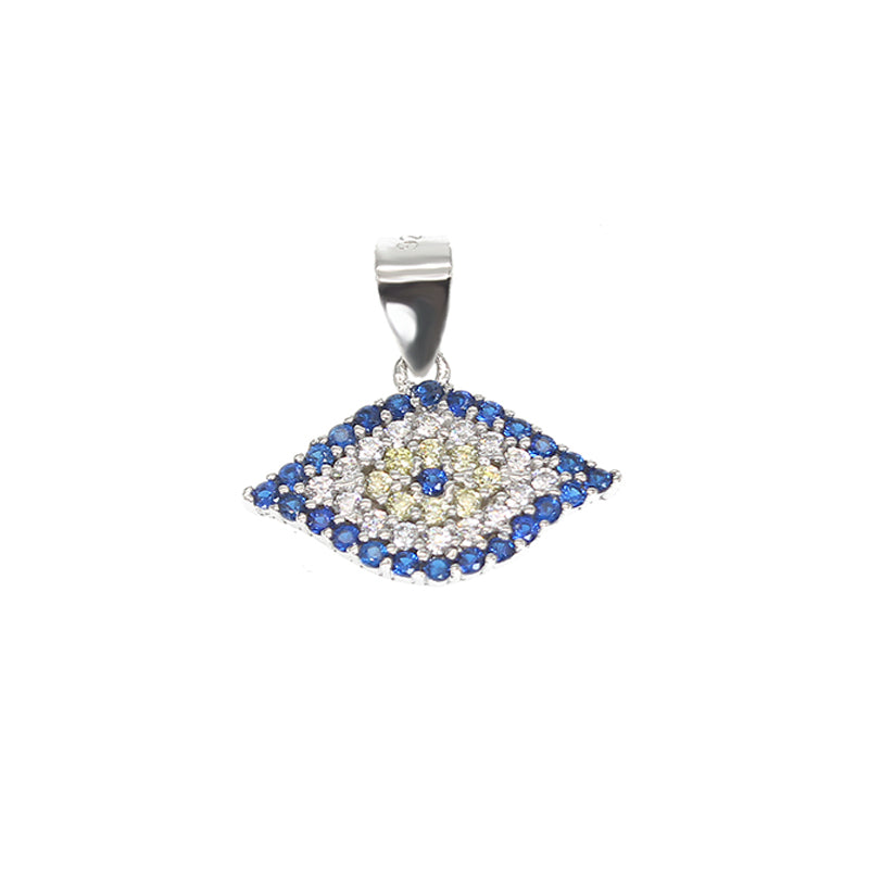 Sapphire and white zircon marquise silver 925 pendant