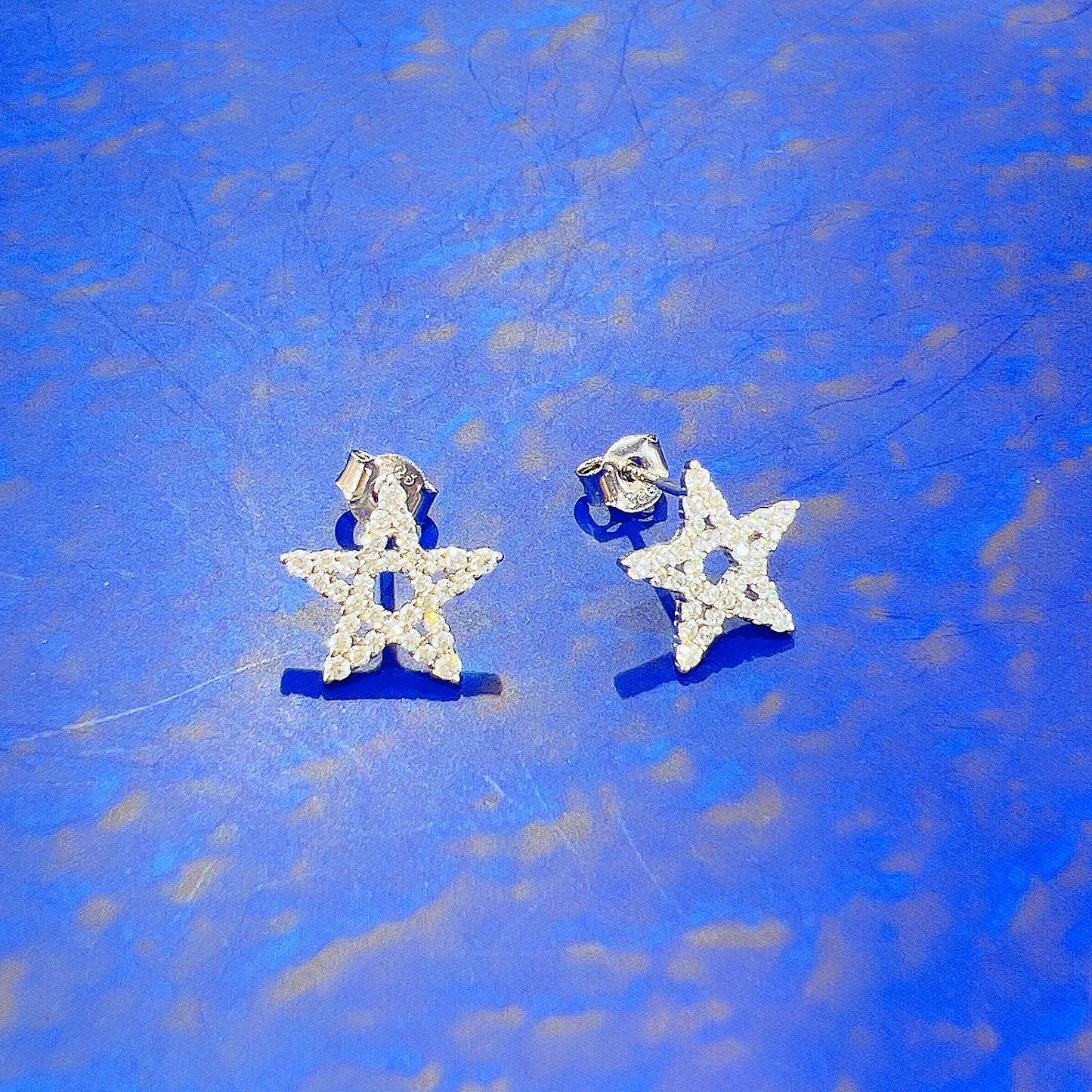 White zircon star shaped silver 925 earrings