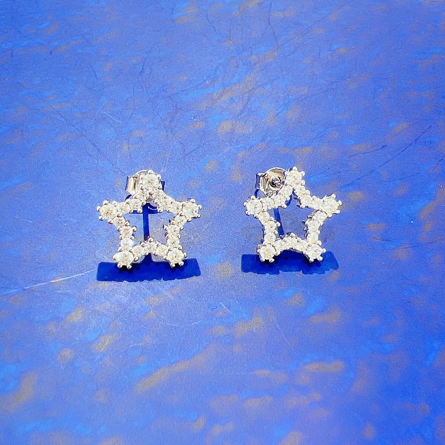 White zircon star silver 925 earrings