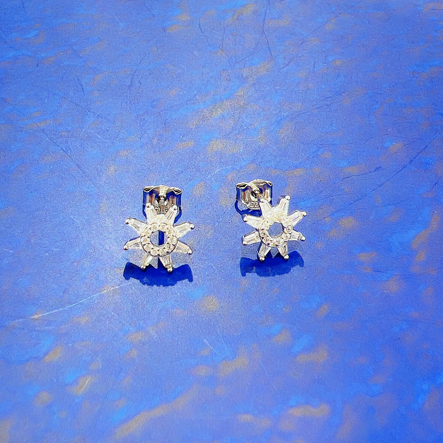 White zircon sun silver 925 earrings