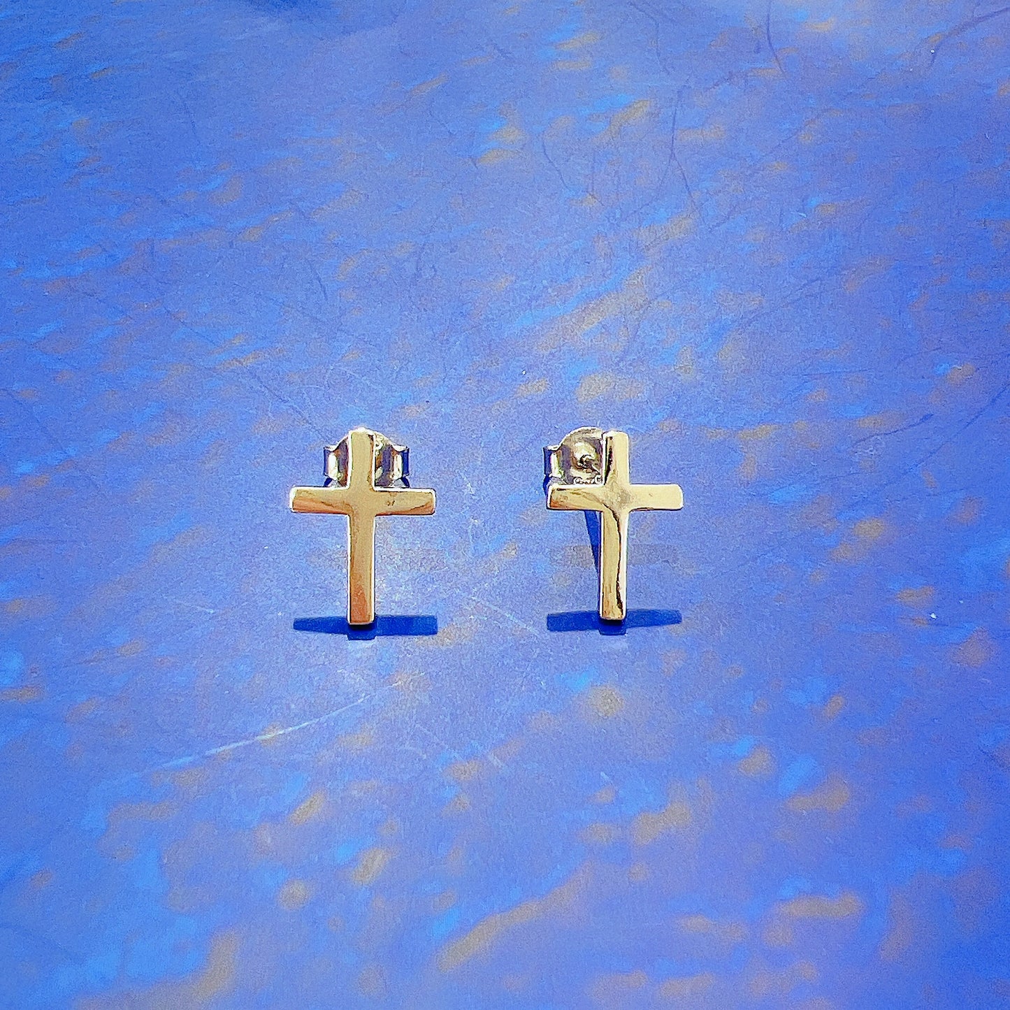 Plain cross religion silver 925 earrings