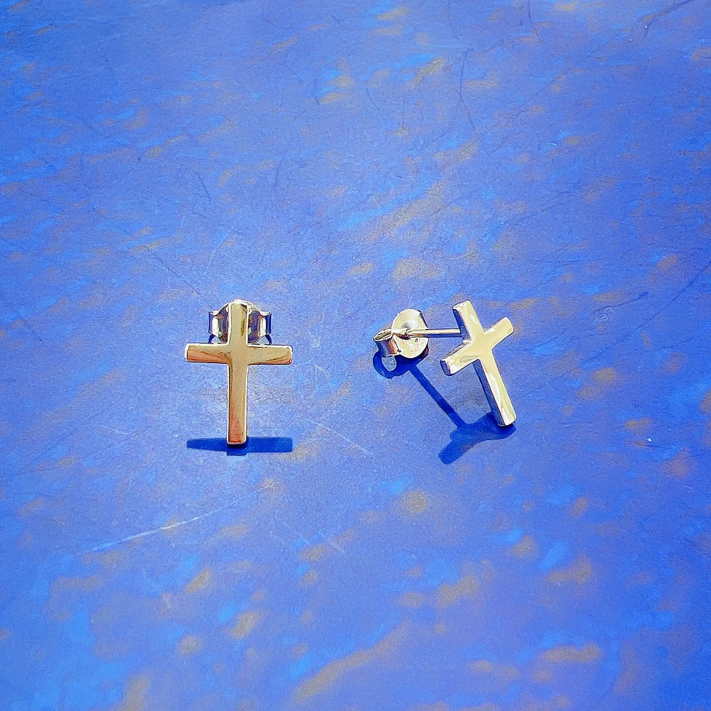 Plain cross religion silver 925 earrings