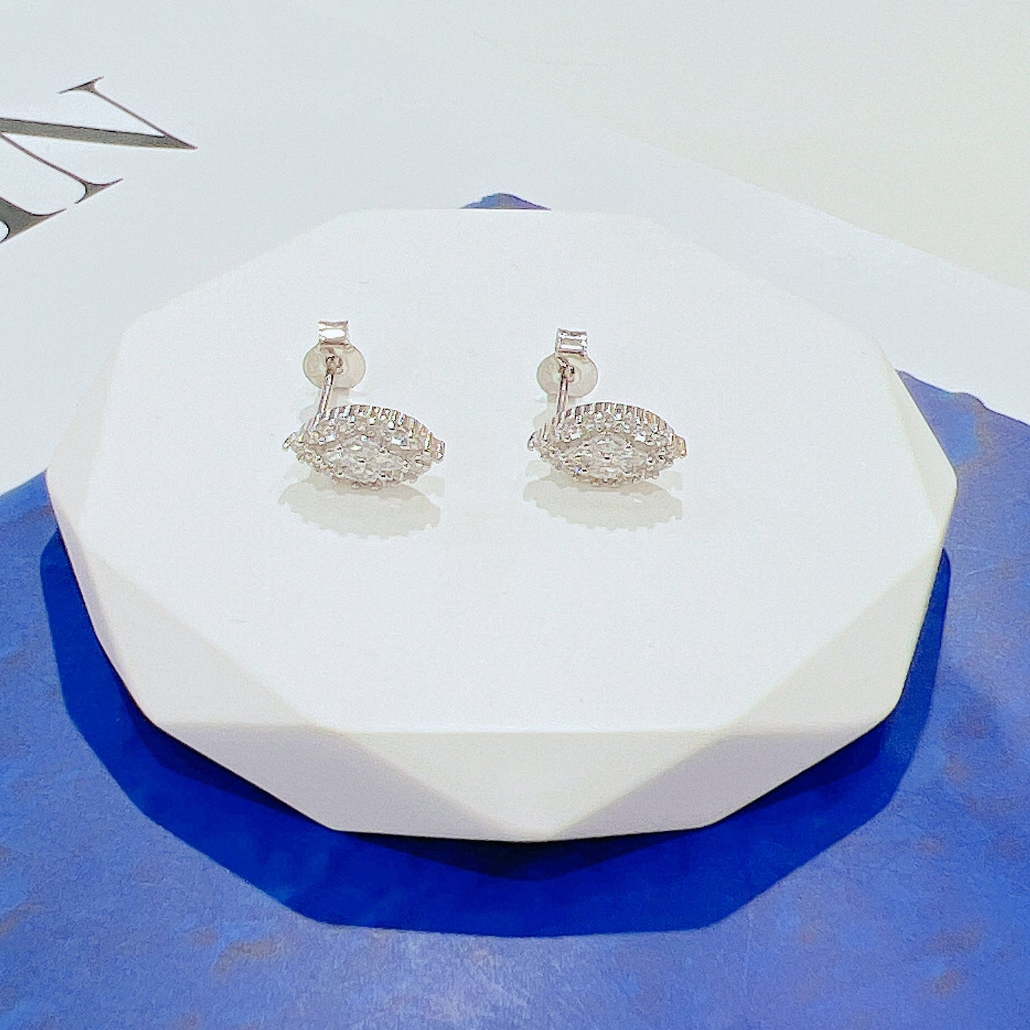 White zircon evil eye silver 925 earrings