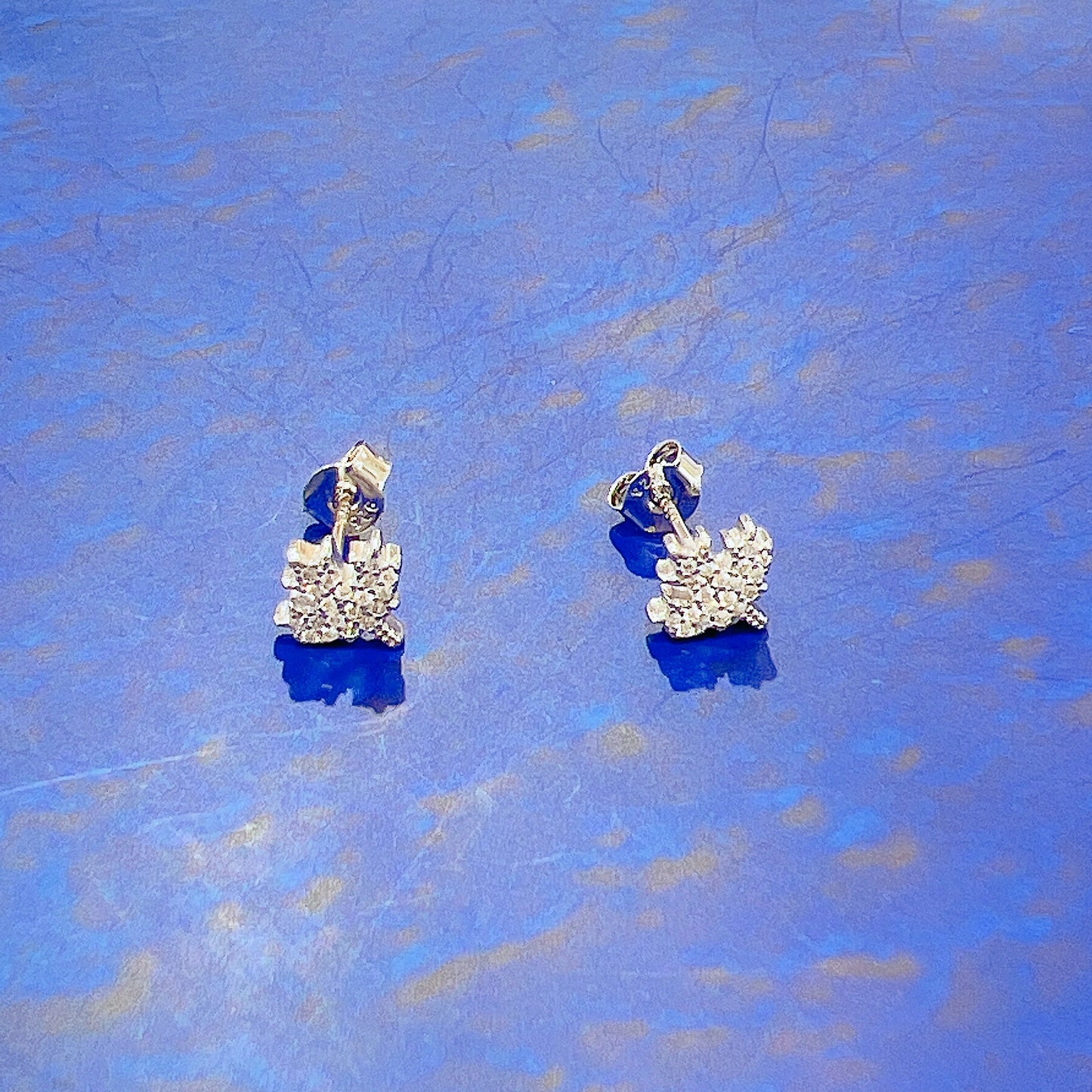 White zircon maple leaf silver 925 earrings