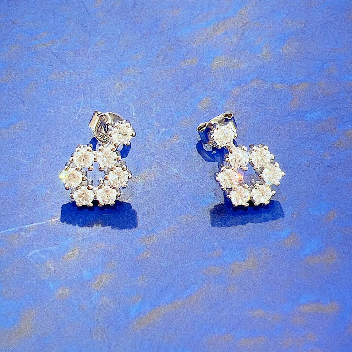 White zircon flower silver 925 earrings