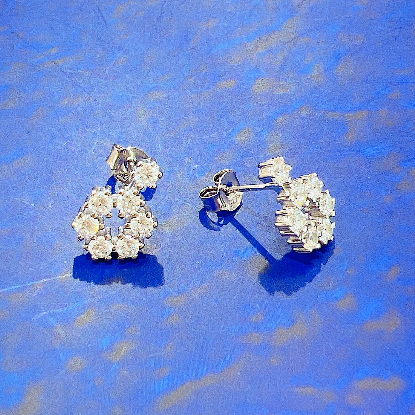 White zircon flower silver 925 earrings