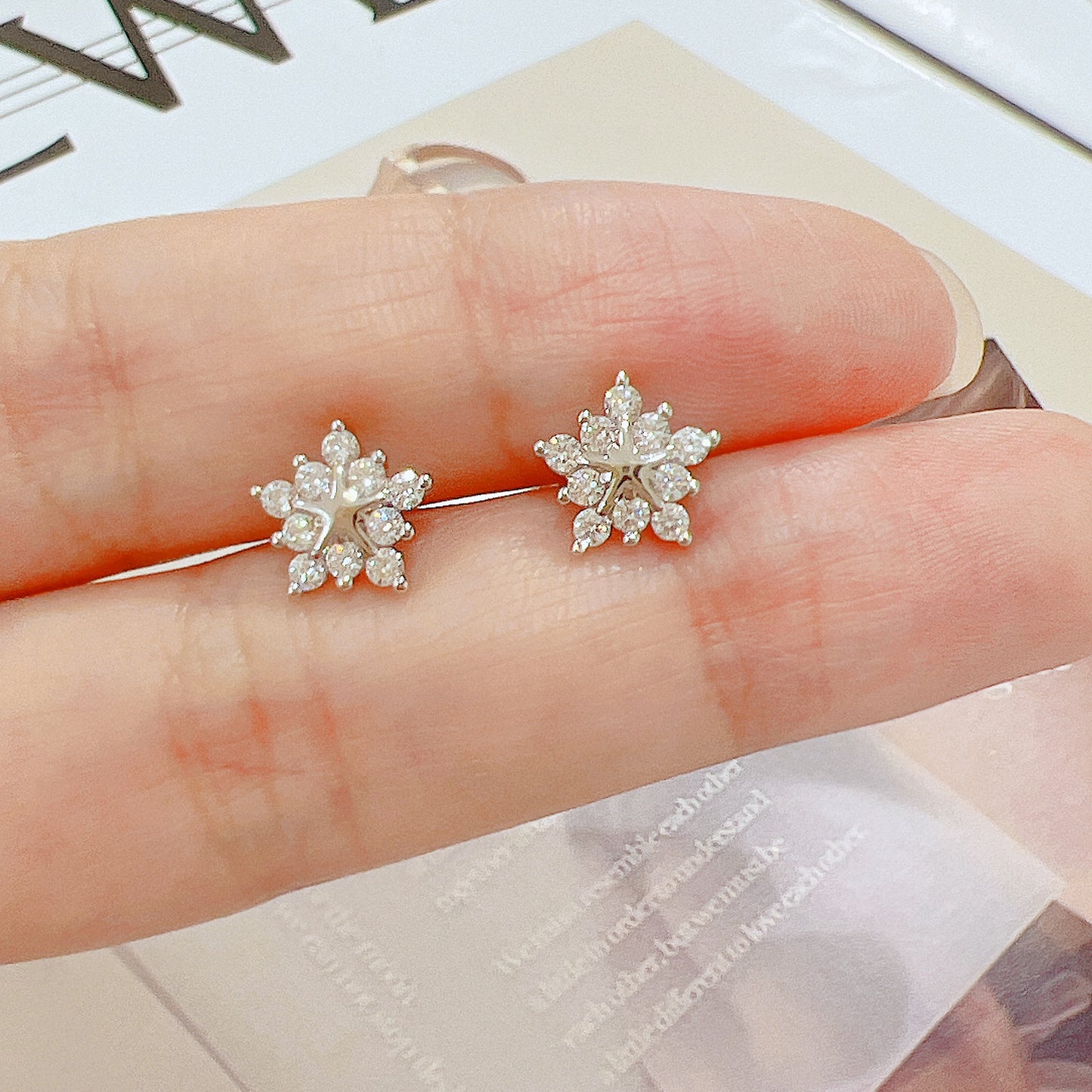 White zircon star silver 925 earrings