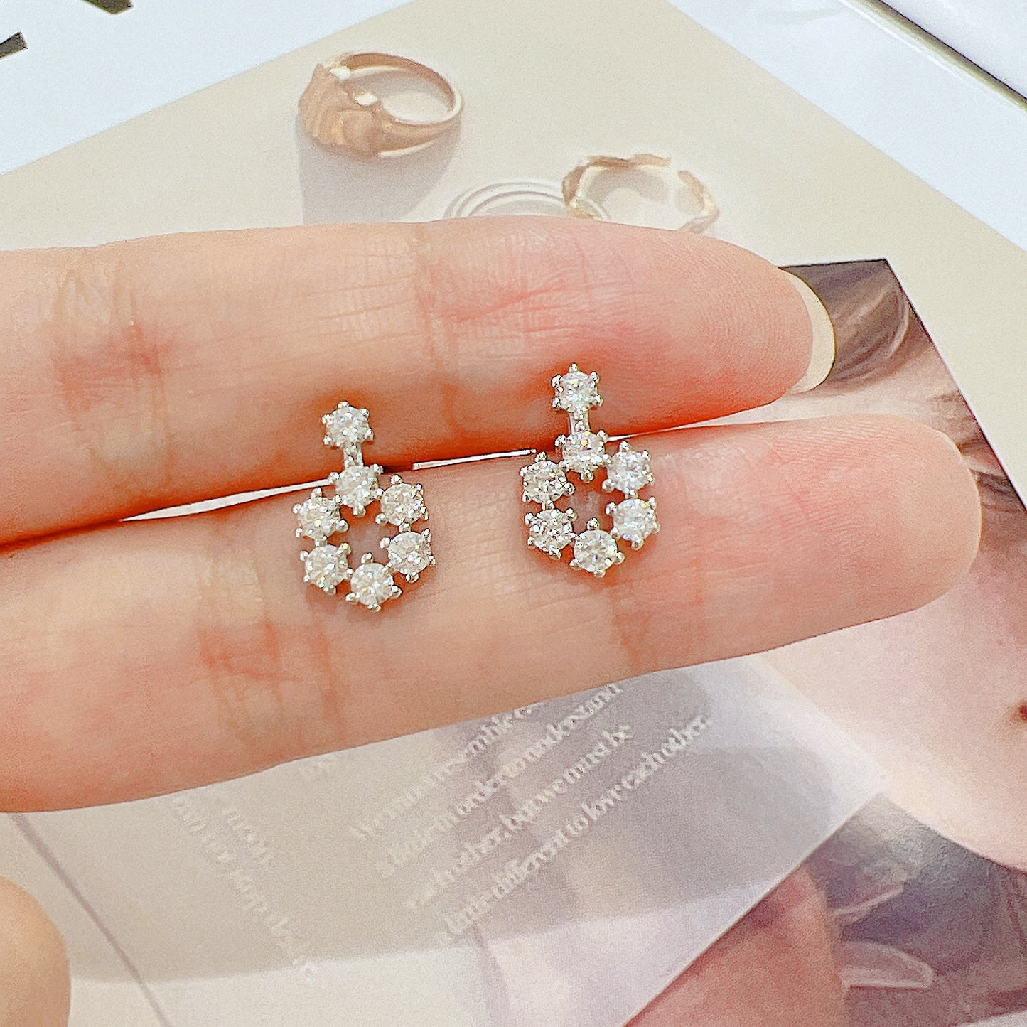 White zircon flower silver 925 earrings