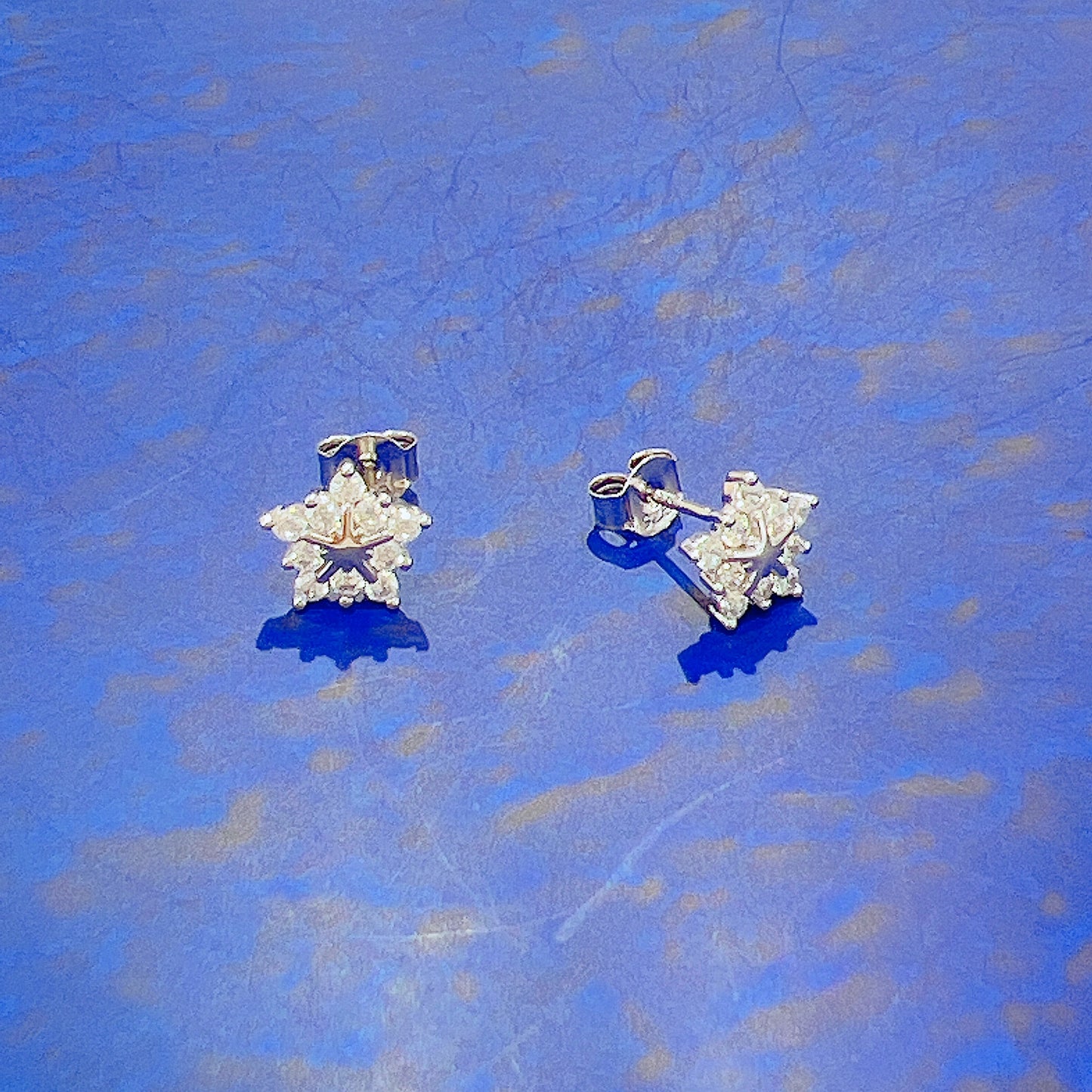 White zircon star silver 925 earrings