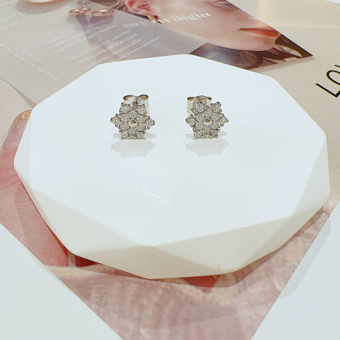 White zircon snowflake silver 925 earrings