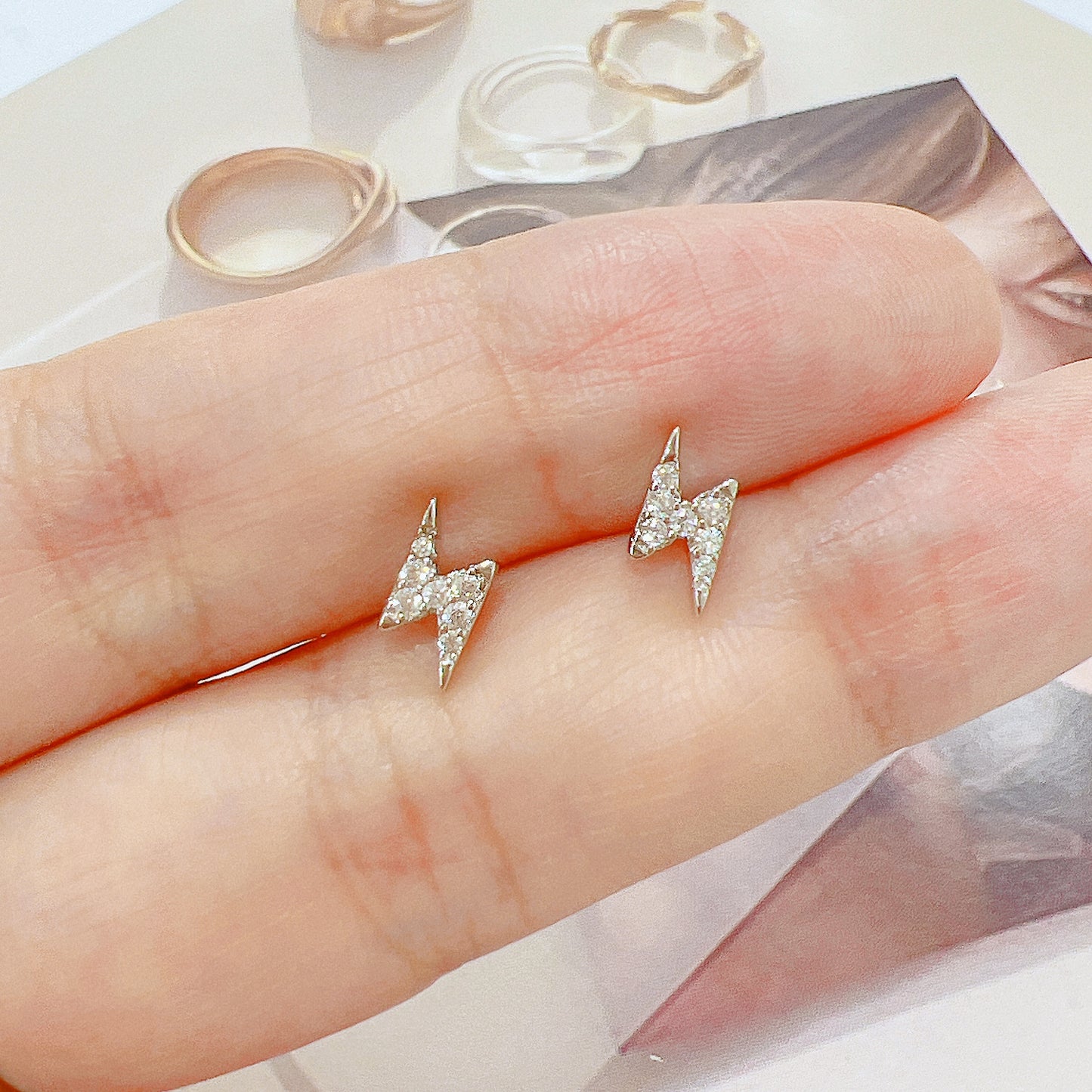 White zircon thunder silver 925 jewelry earrings